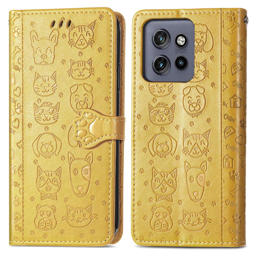 For Motorola Edge 50 Neo 5G/Moto S50 5G/Thinkphone 25 5G Case Leather Wallet Flip Phone Cover Cute Cat Dog Pattern