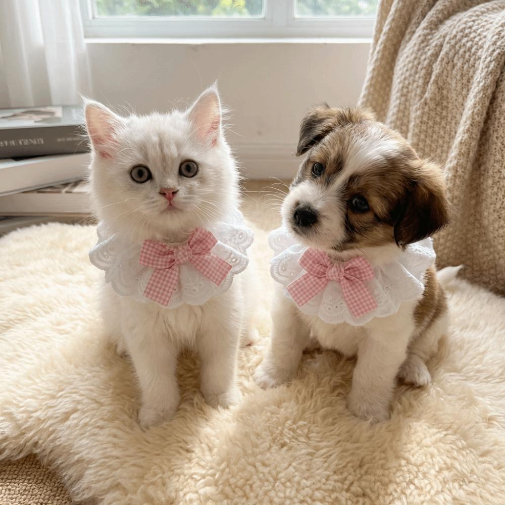 Cute Bowknot Cat Neckerchief Soft Adjustable Cat Scarf Decorative Pet Neck Strap Cat Dogs
