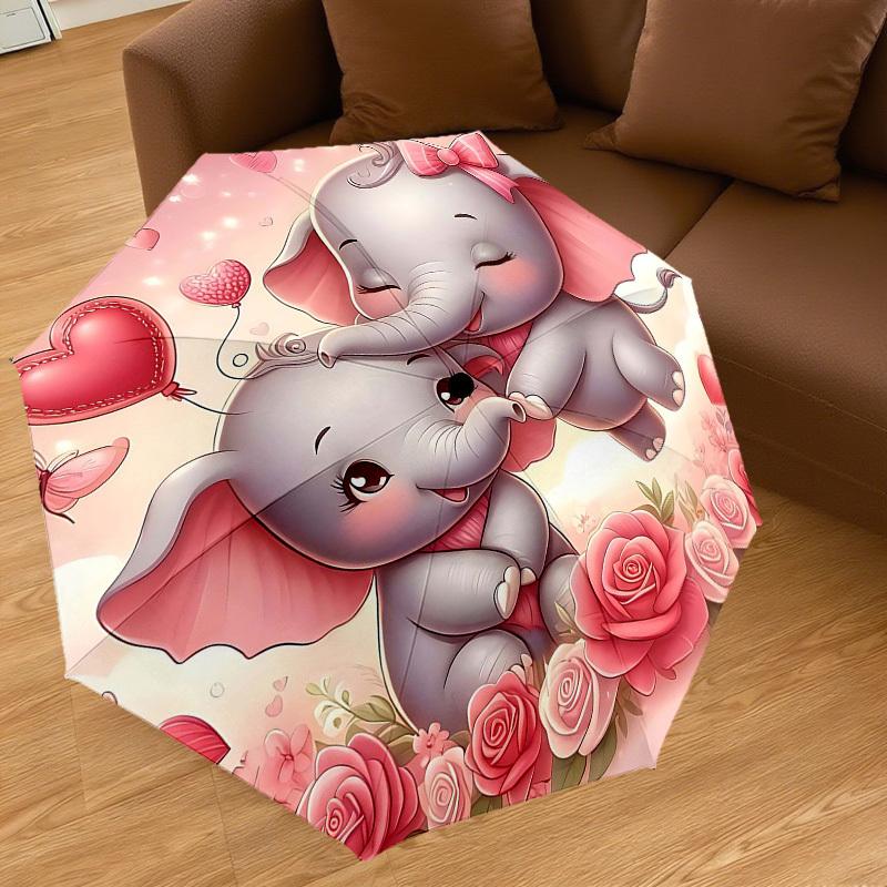 1PC Elephant Flowers Umbrella-8-Rib Reinforced, Automatic Open, Lightweight & Durable, Fashion Accessory for Outdoor, H0356