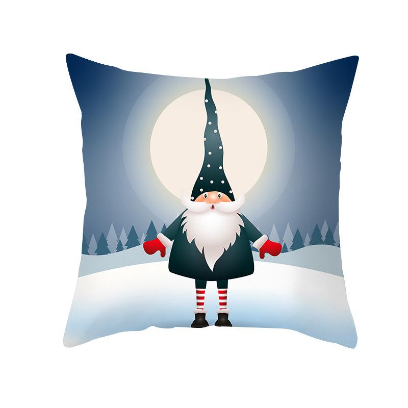 Cartoon Printed Christmas Pillow Case Peach Skin Santa Claus Wish Pillow Home Sofa Cushion