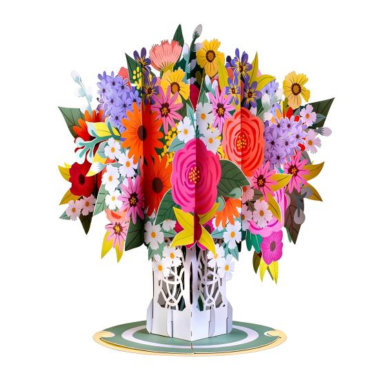 Pop-Up Vildblomma Alla Hjärtans Dag-kort 3D Pappersblomma Bukett Grattiskort Vikbar Romantiska Blomsterkort för Födelsedag Mors Dag Jubileum