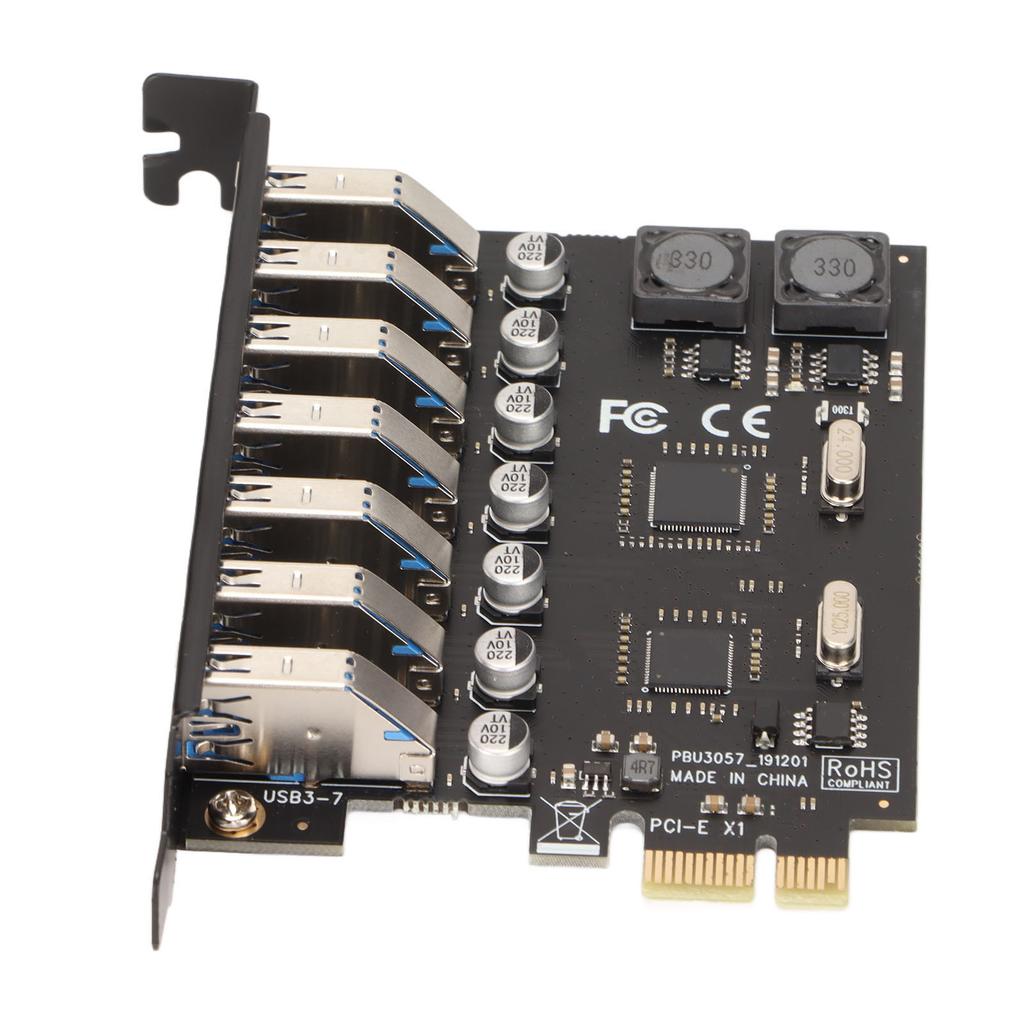 Adapter Card PCIE To USB 3.0 7 Ports 5Gbps Fast Transmission Speed USB Module Expansion Card 5V
