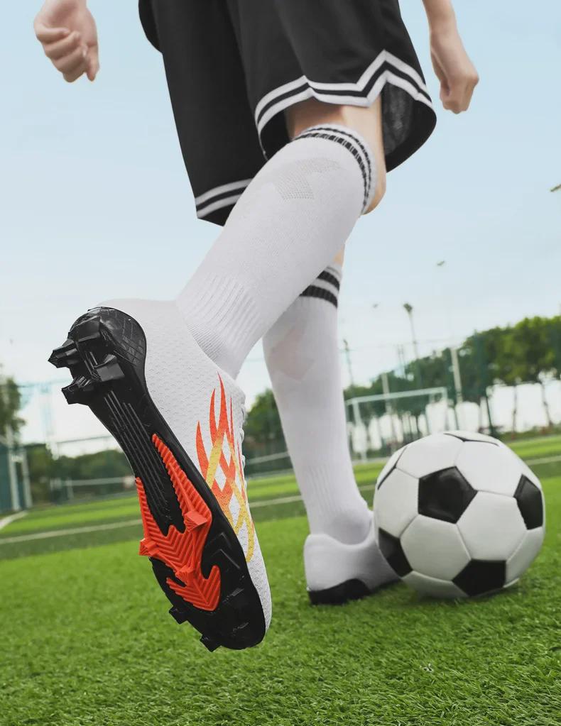 Low-Top Leather Football Training Shoes, Short Spike, Youth Large Size