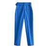 European Style Women's Slim-Fit High-Waisted Yellow Cropped Pants with Waist Belt - Model A8GS317