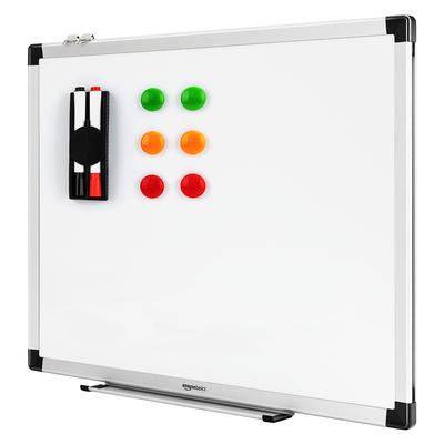 Amazon Basics Whiteboard with Magnetic Pen Tray and Aluminum Trim, 60x45cm, White