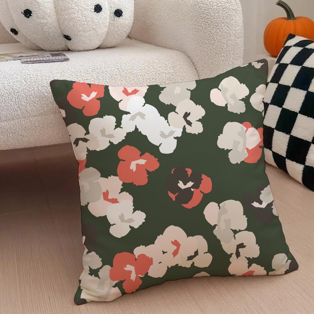 Spring and Summer Floral Cushion Cover Throw Pillow Cover Hidden Button Durable Polyester Chair Cushion