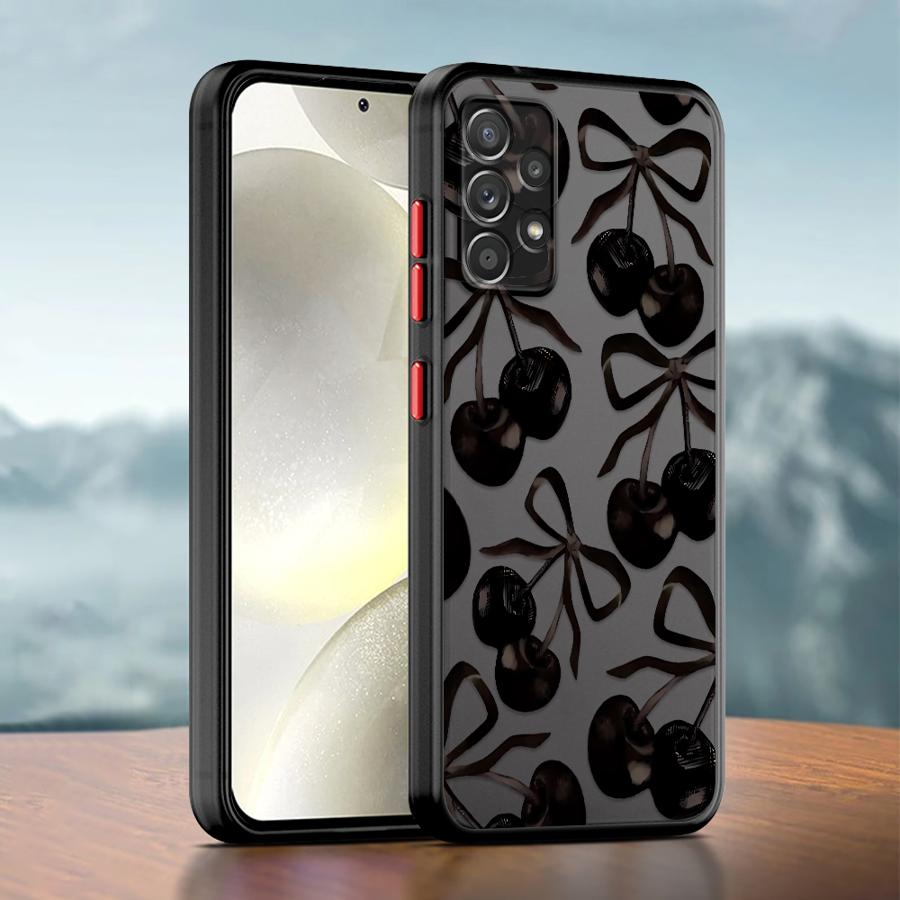 Stylish Cherry Pattern Case for Samsung Galaxy A14 A23 A17 A52 A73 A33 A35 A52S A72 A34 A36 A56 A55 A53 A16 A15 A54 Phone Cover
