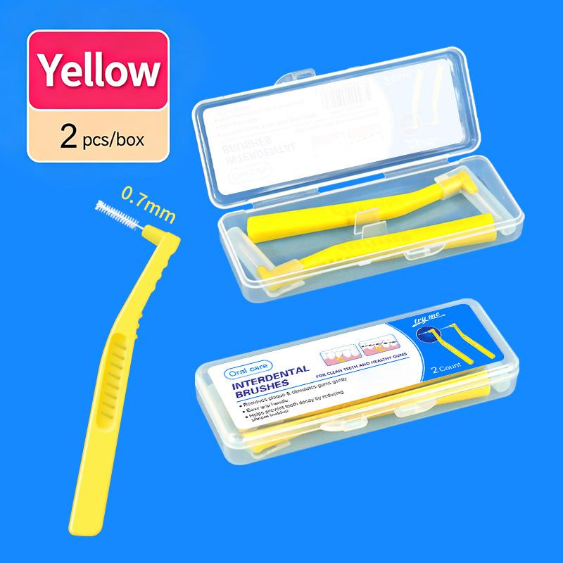 L Shaped Interdental Brushes Set 2 5Pcs Portable Soft Bristle Tooth Gap Cleaner Dental Floss Stick for Home Travel Use