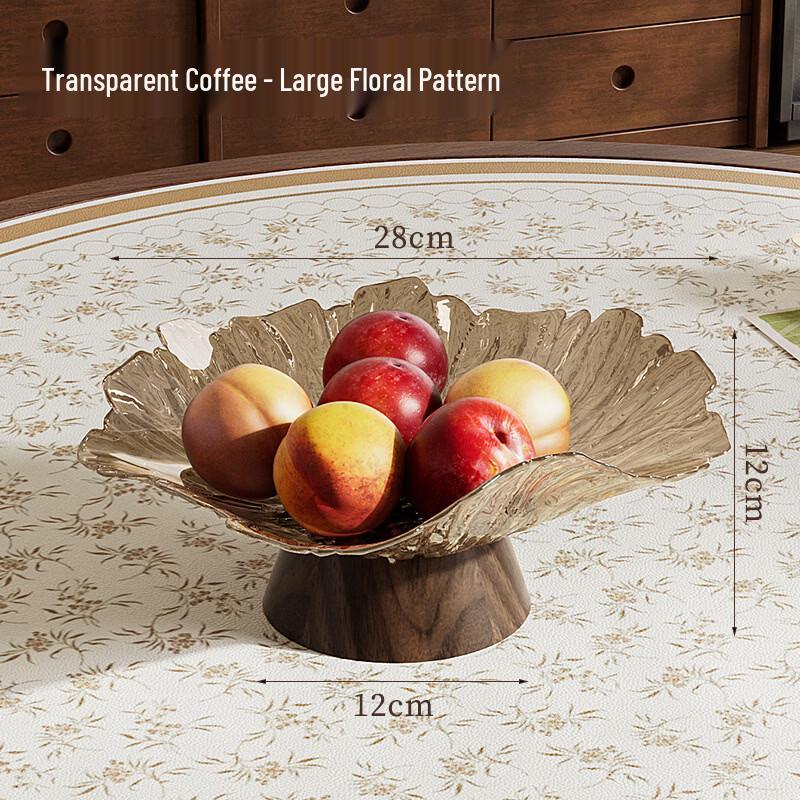 Retro High-Foot Wood Grain Fruit Bowl
