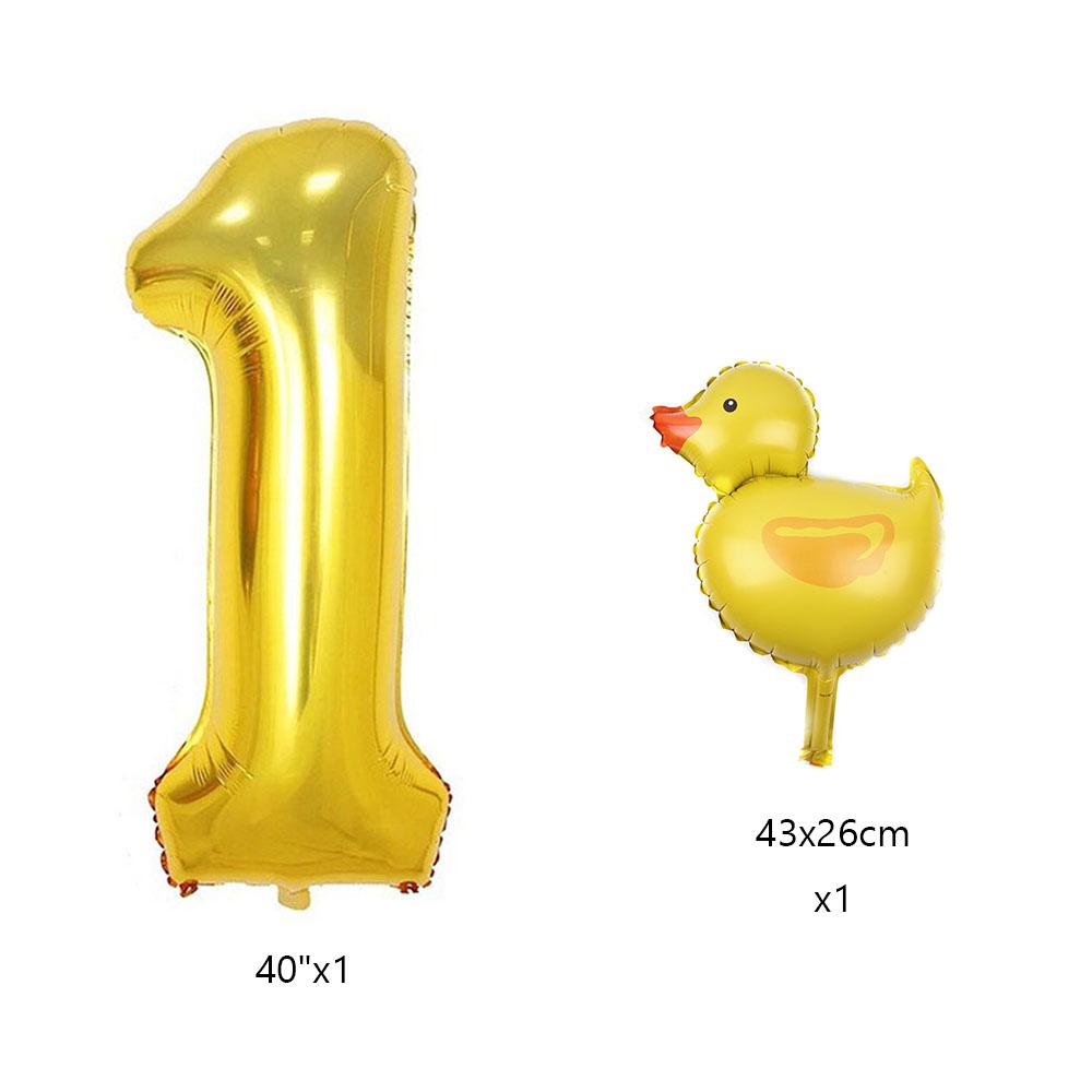 2Pcs Mini Duck Shape Foil Balloons Set Golden 40inch Number Balloon 0-9 Kids Birthday Party Deco Baby Shower Air Globos Gifts