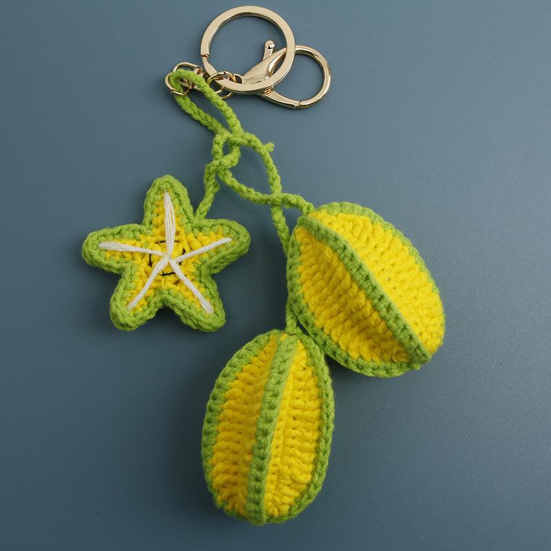 Einzigartiges Karambolen-Design Häkel-Schlüsselanhänger Niedliche Zitronenpuppe Gestrickter Schlüsselanhänger Handgemachte Häkel-Schlüsselanhänger Individuelle Accessoires black
