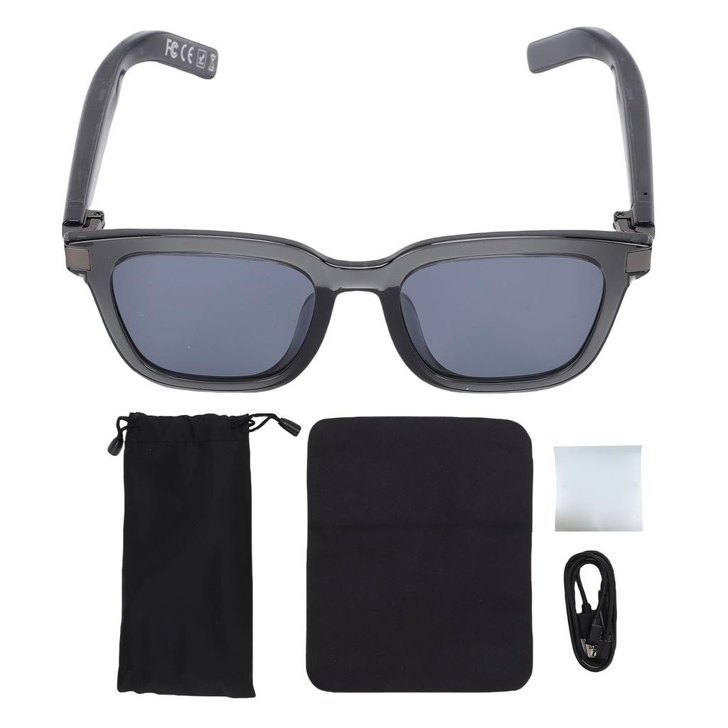 Intelligente Sonnenbrille KI-Übersetzer Bluetooth Musik Anruf Halbtransparenter Grauer Rahmen Intelligente Brille für Reisen