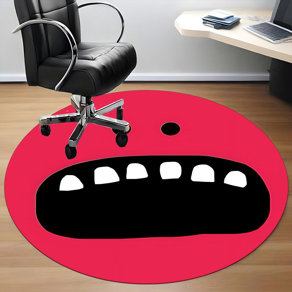 1pc Smile Teeth Office Round Area Rug, Under Office Chairs Bedroom Living Room Home Decor, Room Deco