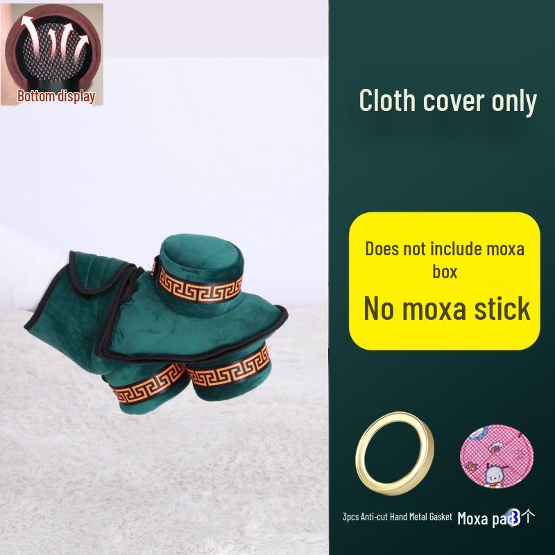 Portable Pure Copper Moxibustion Box with Cloth Cover and Mugwort Pad