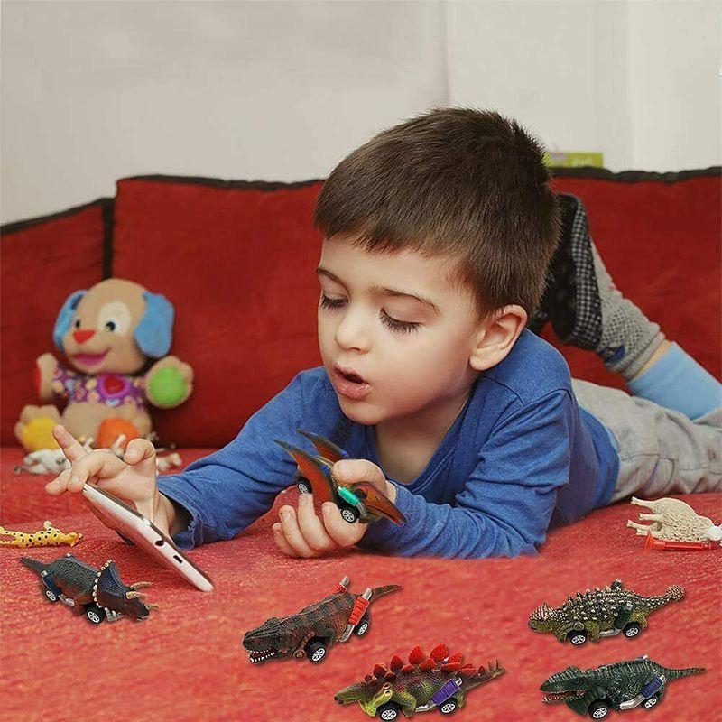 Vibrant Dinosaur Cars Pull Back Toy Set For Kids With Boomerang Action