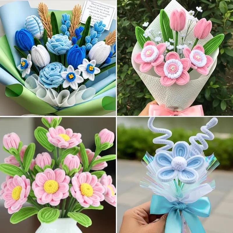 350/512pcs Pipe Cleaners Craft - Pipe Cleaners Flower, Pipe Cleaner Flower Kit, DIY Pipe Cleaners Bouquet for Project Activity