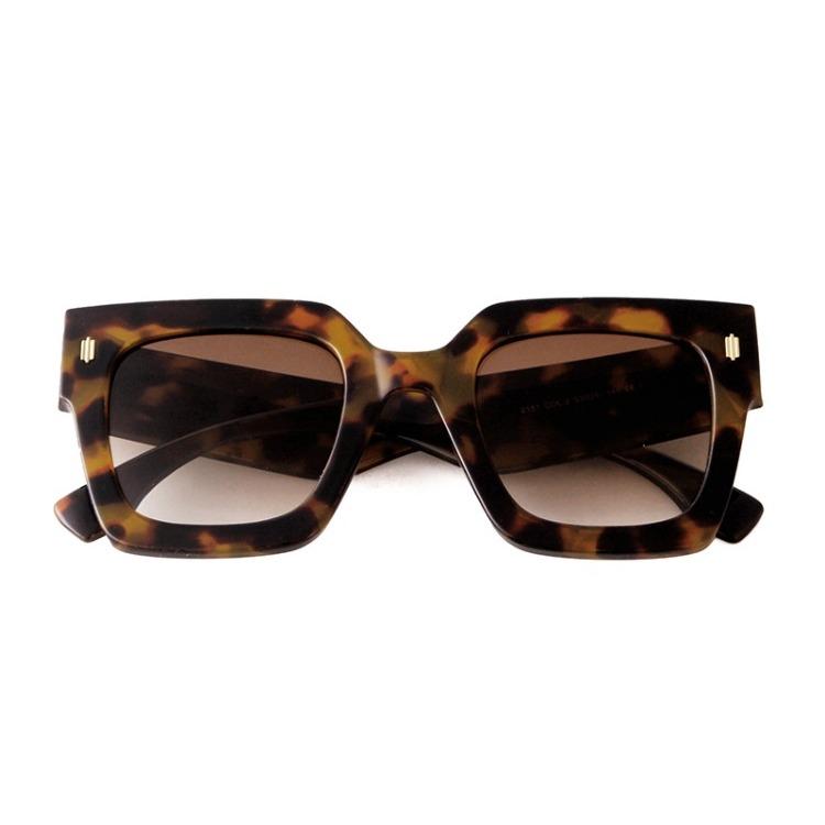 Fashion Rivet Oversize Blue Square Sunglasses Women Men Luxury Brans Designer Retro Tortoiseshell Large Frame Sun Glasses S2151J