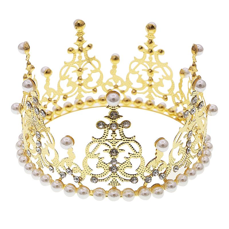 Baked Cake Crown Highlight Pearl Light Full Circle Birthday Decoration Party Party Accessories Bridal Headdress
