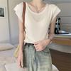Hollow Out Short Sleeved Knitted Sweater for Women In Summer Slimming Down with Round Neck Camisole T-shirt Ice Silk Top