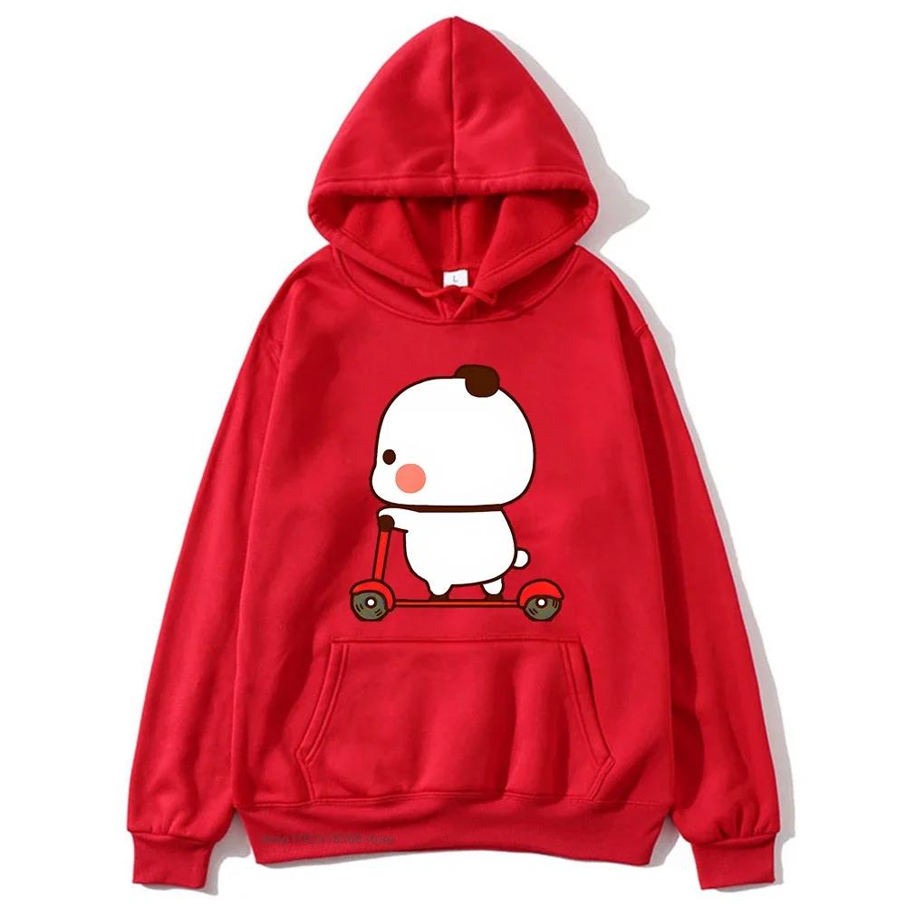 Cute Couple Hoodie Cute Bubu and Dudu Are Playing Scooter Together Sweatshirts Hooded Men's Clothes Women Panda Bear Top