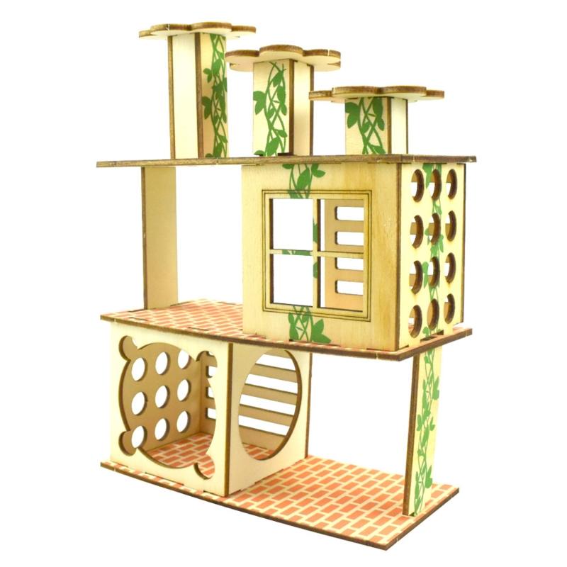 Holzvilla Haus für Hamster Kletterspielzeug Versteck Nistplatz Lebensraum für Chinchillas Meerschweinchen Kleintiere 5 Stile Dropshipping