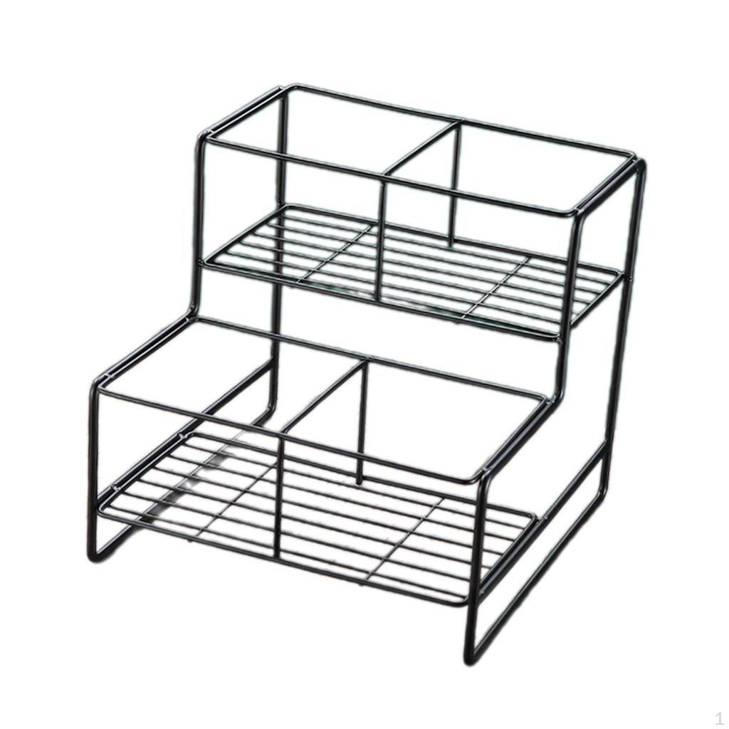 Syrup Bottle Stand Holder, Seasoning Organizer, Metal Storage Rack for Coffee Station Family Kitchen