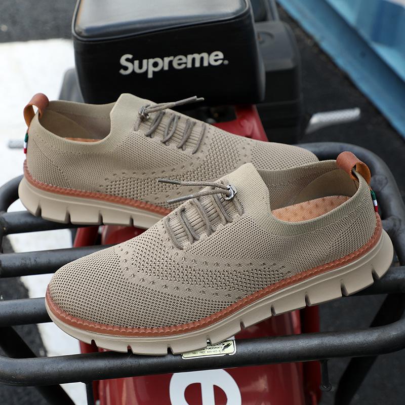 

2025 summer new dad shoes British style sports shoes fashion casual shoes trendy running shoes breathable mesh shoes 48 хаки