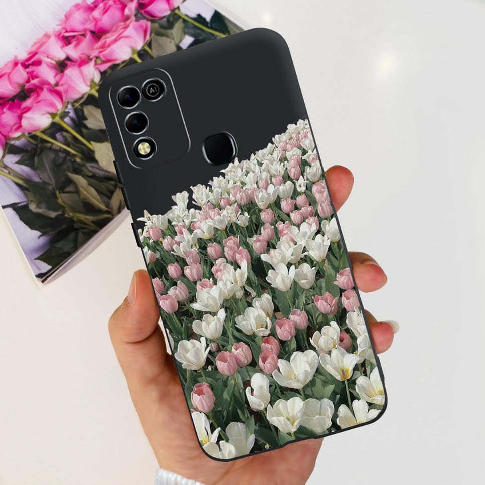 For Infinix Hot 11 Play 6.82" Soft Silicone Phone Cases For Infinix Hot 11 Play 11play 10Play Cover Luxury Flowers Funda Capa