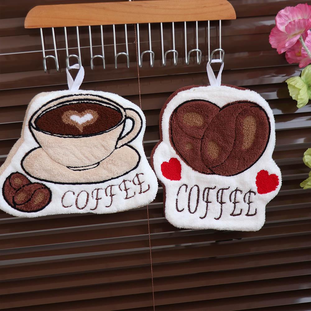 4Pcs/Set Absorbent Kitchen Hand Cloth Coffee Pattern Kitchen Cleaning Cloth Hand Towel  Kids