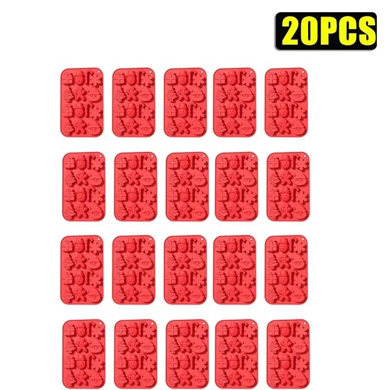 1-20PCS Christmas Tree Silicone Molds Santa Snowman Gingerbread Mold for Candy Jelly Baking Holiday Kitchen Crafts