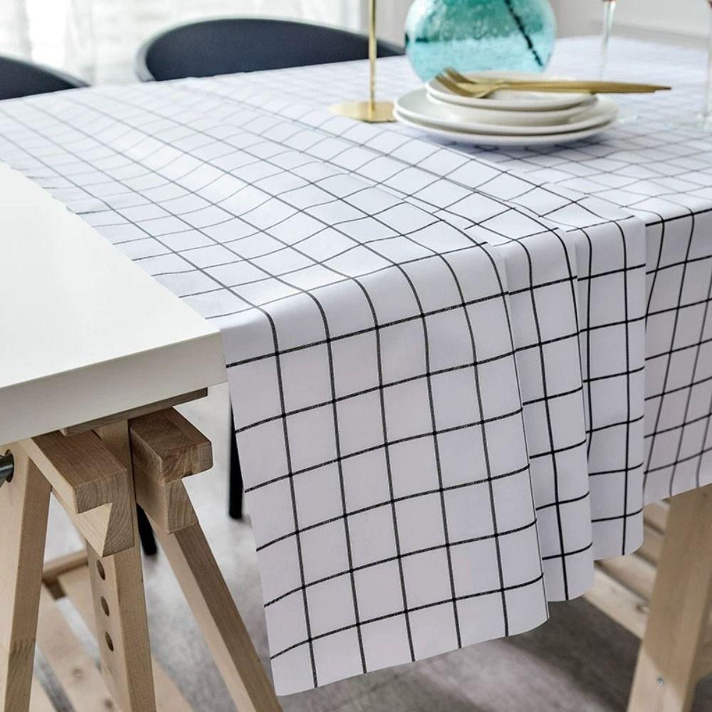 PEVA Table Cover Waterproof Oilproof Grid Tablecloth New Dining Table Colth  Home Kitchen