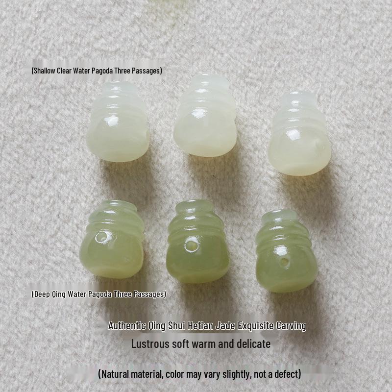 Three-Way Buddha Head Spacer Beads Natural Hetian Jade Jadeite Wenwan Crystal Bracelet DIY Accessories