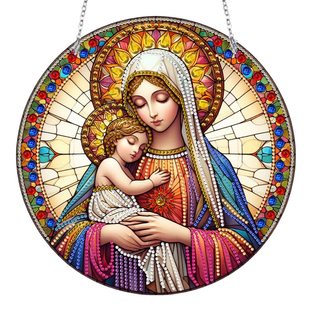 DIY Diamond Painting Suncatcher Art Pendant Colorful Diamond Drawing Hanging Ornament Crystal Painting Ornaments for  Home Decor