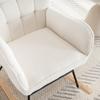 Rocking Chair Stool, Armchair Recliner Rocking Armchair & Headrest, Padded Rocking Chair, Bedroom Balcony, Metal Frame, Teddy, White
