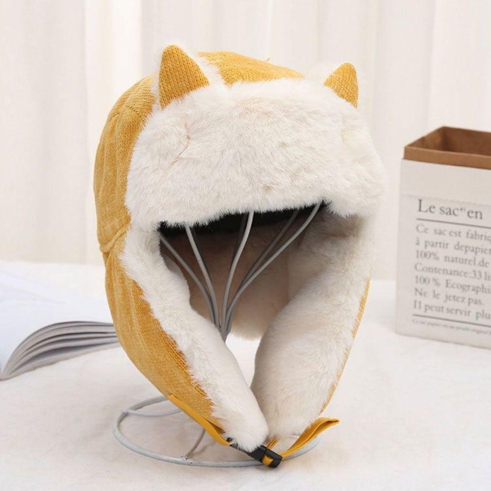 Cat Ear Ear-flapped Hat Thickened Earmuffs Hat Cute Earflaps Warm Hat  Winter