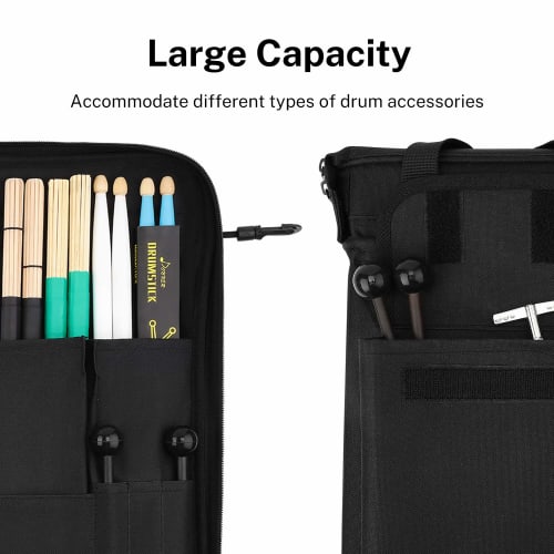 Donner Drumstick Case, Holds 12 Pairs, Large Capacity Stick Bag, 600D Oxford Cloth, Black