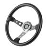 14in 350mm Universal Aluminum PU Leather Car Sport Racing Drift Steering Wheel Silver