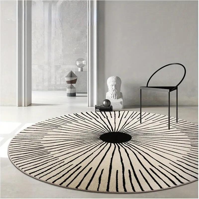 

New Modern Minimalist Circular Carpet Nordic Bedroom Living Room Carpet Hanging Basket Geometric Lines Circular Floor Mat 60*60cm [imitation cashmere material]