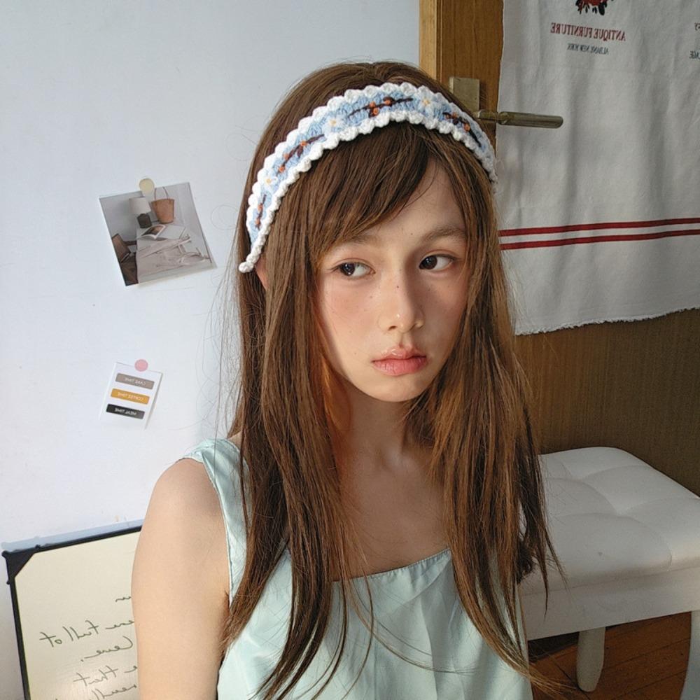 

Embroidered Crochet Hair Band Soft Pastoral Style Hair Band Hair Styling Accessory рожевий