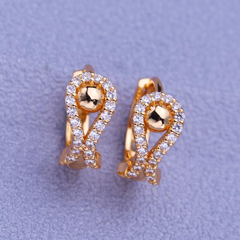 LSOOYH Clip Ohrringe Rose Gold Farbe Mode Ohrring Für Frauen Zirkonia Hohl Tropfen Ohrringe Schmuck