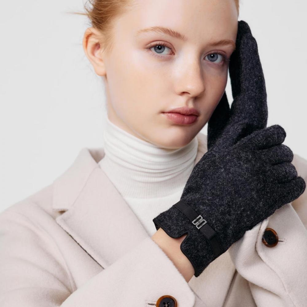 Daks Dark Gray Wool Dd Ribbon Touch Screen Gloves Single option