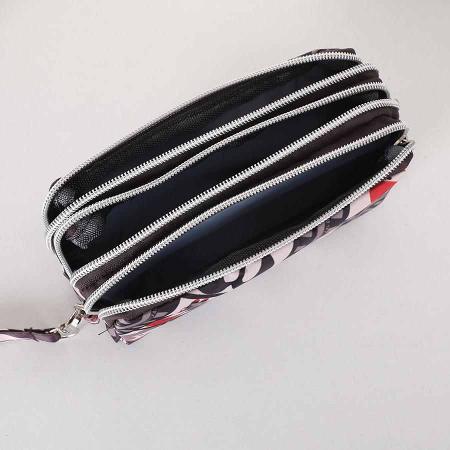Three-Layer Zipper Clutch Wristlet - Women's Cute Washable Cloth Handbag & Phone Purse