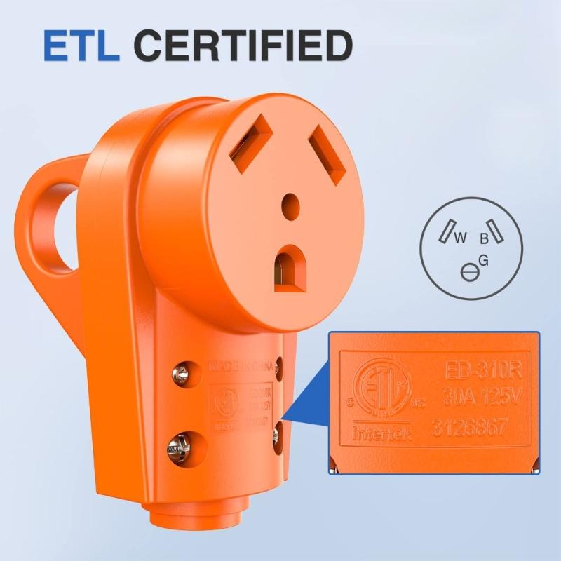 Replacement RVs Receptacle Plug 30A Male/Female RVs Plug with Ergonomic Grip Handle Heavy Duty Power Plug Adapter