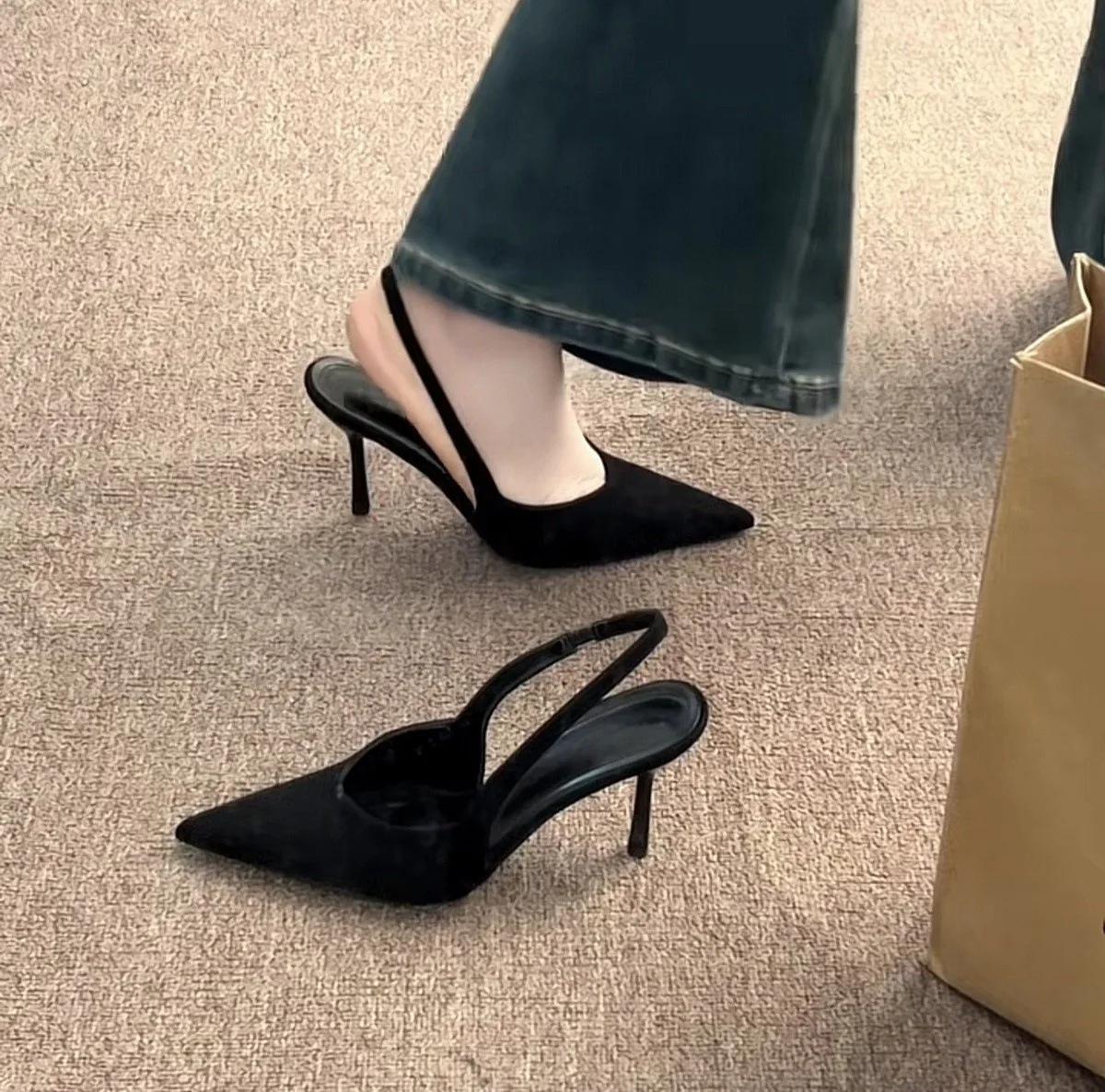 

Модные новые женские сандалии Модные остроносые неглубокие слипоны Туфли-мюли для платья Тонкий низкий каблук Сандалии-слингбэки 2025 40