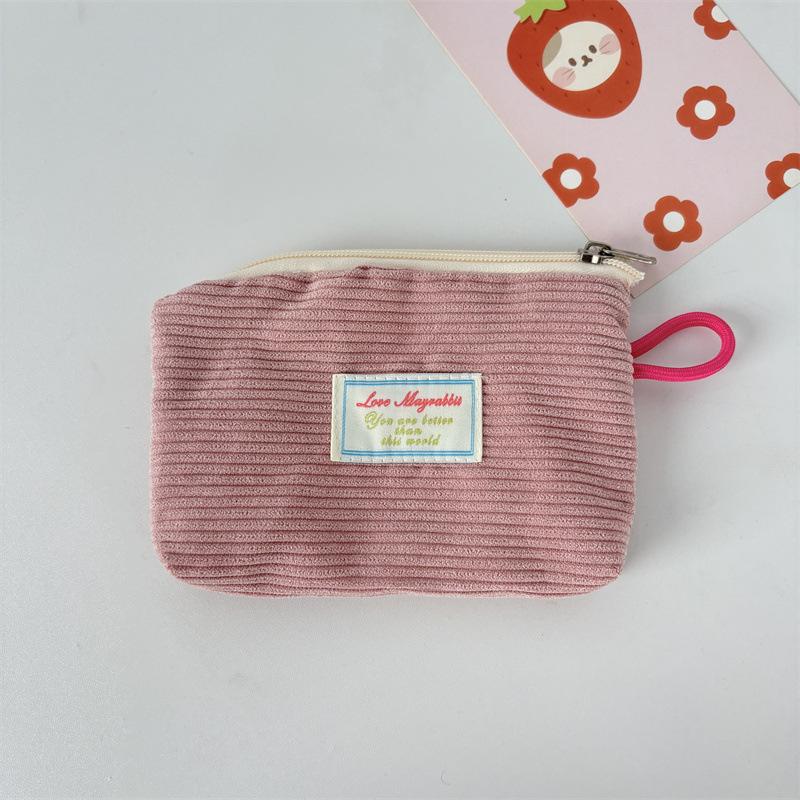 2026 New Corduroy Zero Wallet Solid Color Portable Pocket Wallet Zipper Coin Purse Card Bag Key Earphones Lipstick Case