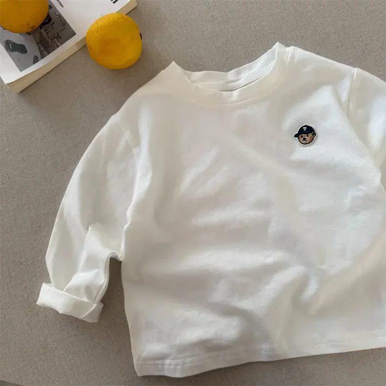 Unisex Boys  Long-Sleeve Cartoon Bear T-Shirt - Spring/Autumn Striped Base Layer 130 cm