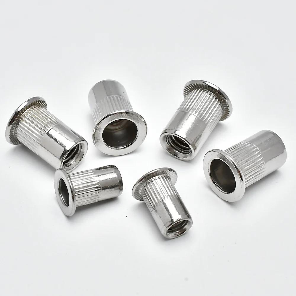 5-20PCS Flat Rivet Nut M3 M4 M5 M6 M8 M10 M12 304 Stainless Steel Flat Head Threaded Rivet Insert Nutsert Cap Rivets Nuts