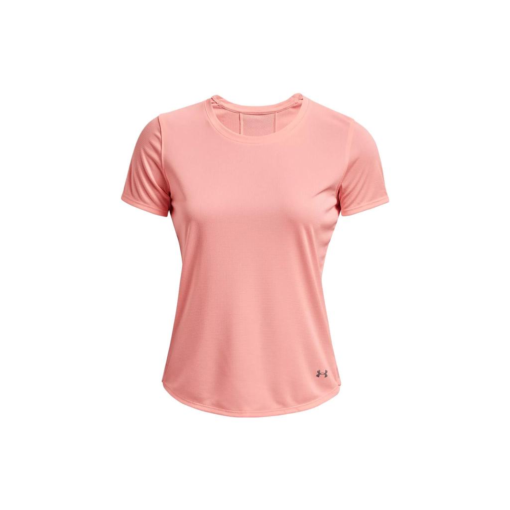 Under Armour Speed Stride 2.0 Solid Color Crew Neck Short Sleeve T-Shirt Women Tops Red Sand-Pink 1369760-981