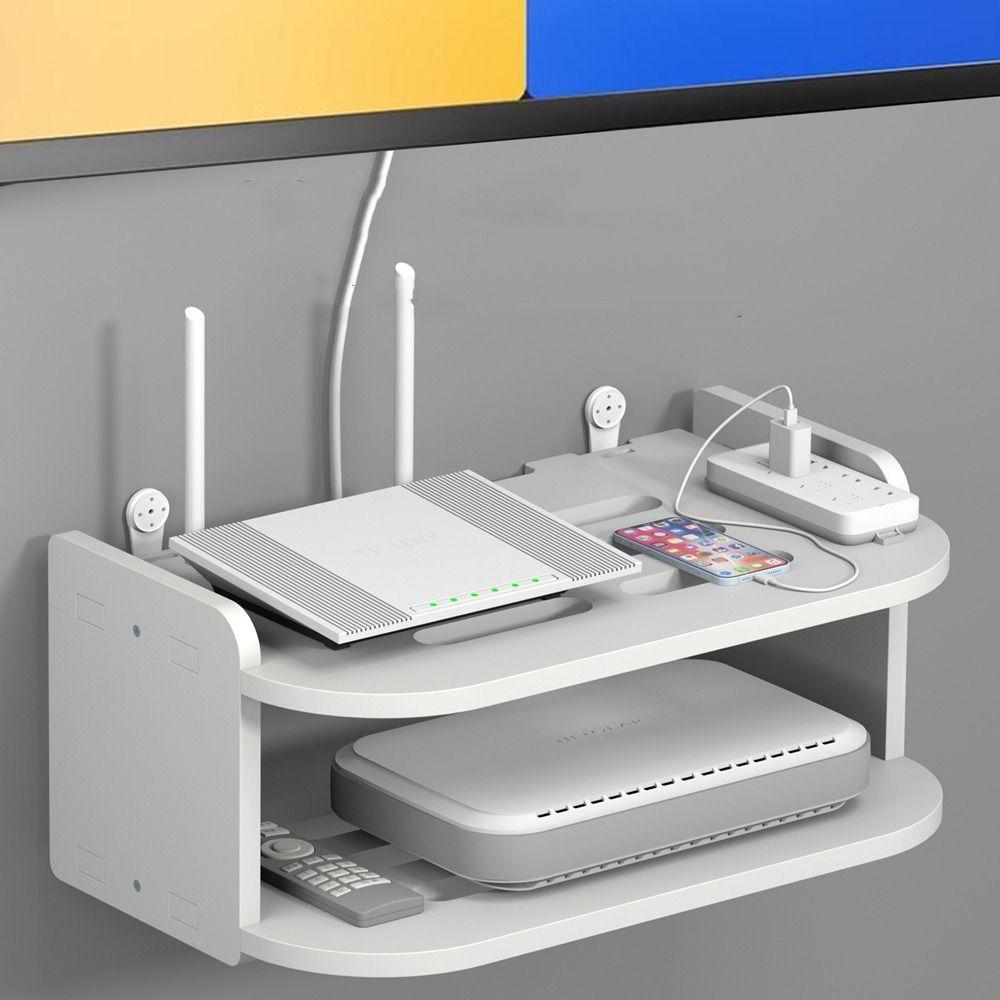 Plastic Wall Mounted Router Shelf Strong Load-Bearing 2/3 Layers WiFi Router Storage Holder Space Saving Router Placement Rack