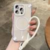 Luxury Wrist Strap Clear Color Magnetic Phone Case for iPhone 15 14 16 Plus 11 12 13 16 Pro Max Shockproof Transparent Cover